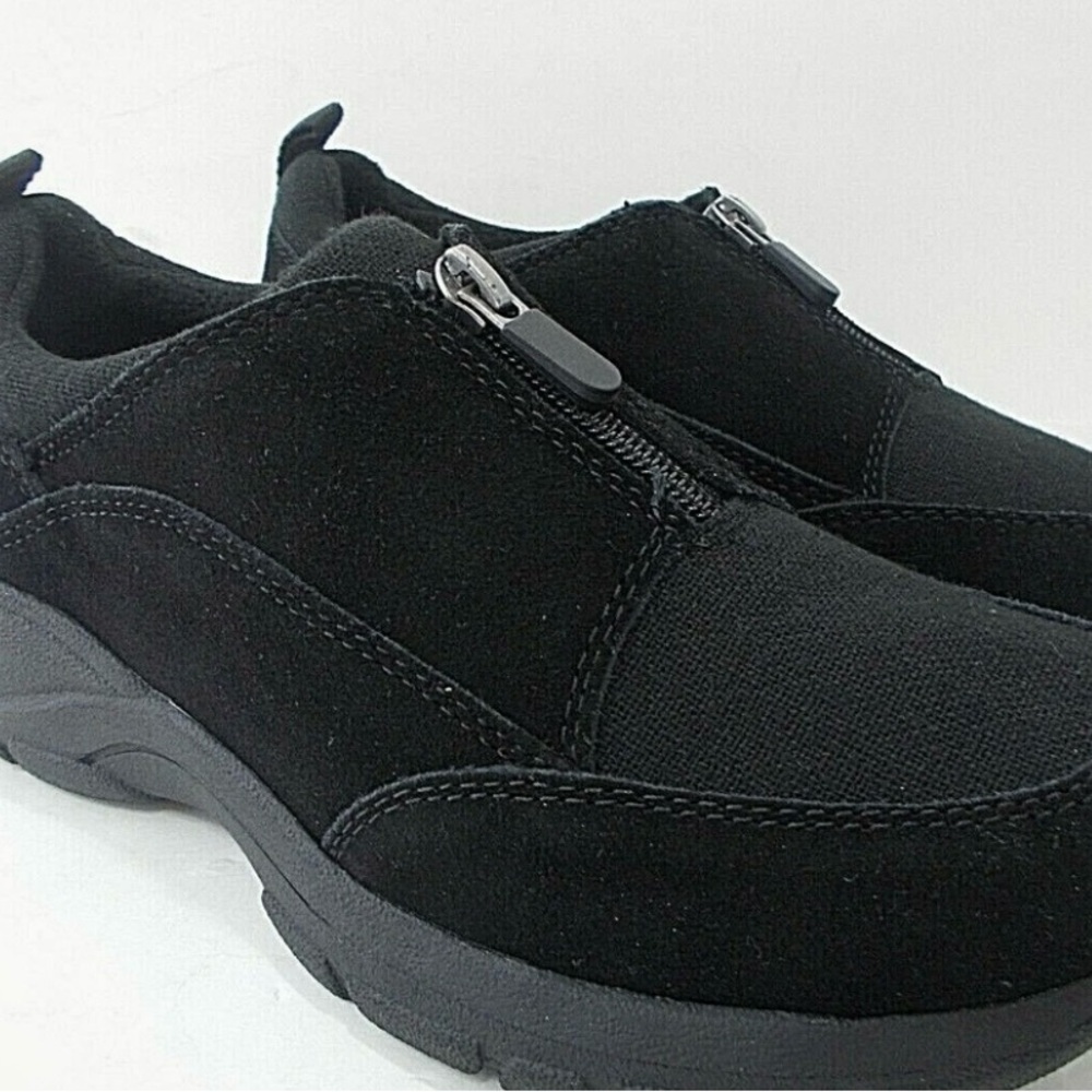 Lands end Black suede all weather zip front shoes size 8B